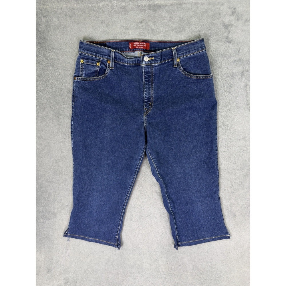 Levis 550 Jeans Womens 16 Blue Dark Wash Denim Relaxed Bootcut High Rise Stretch